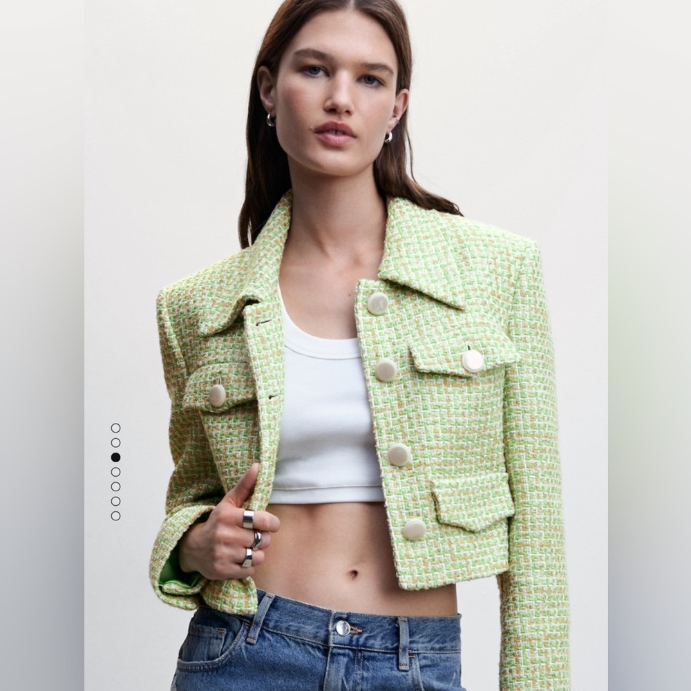Mango Green Tweed Blazer